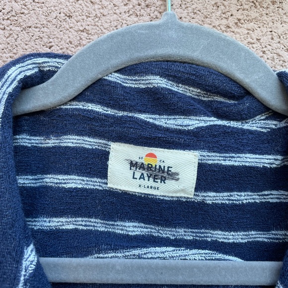 MARINE LAYER NWOT Navy Striped Terry Up Textured Nautical Romper - Picture 12 of 12